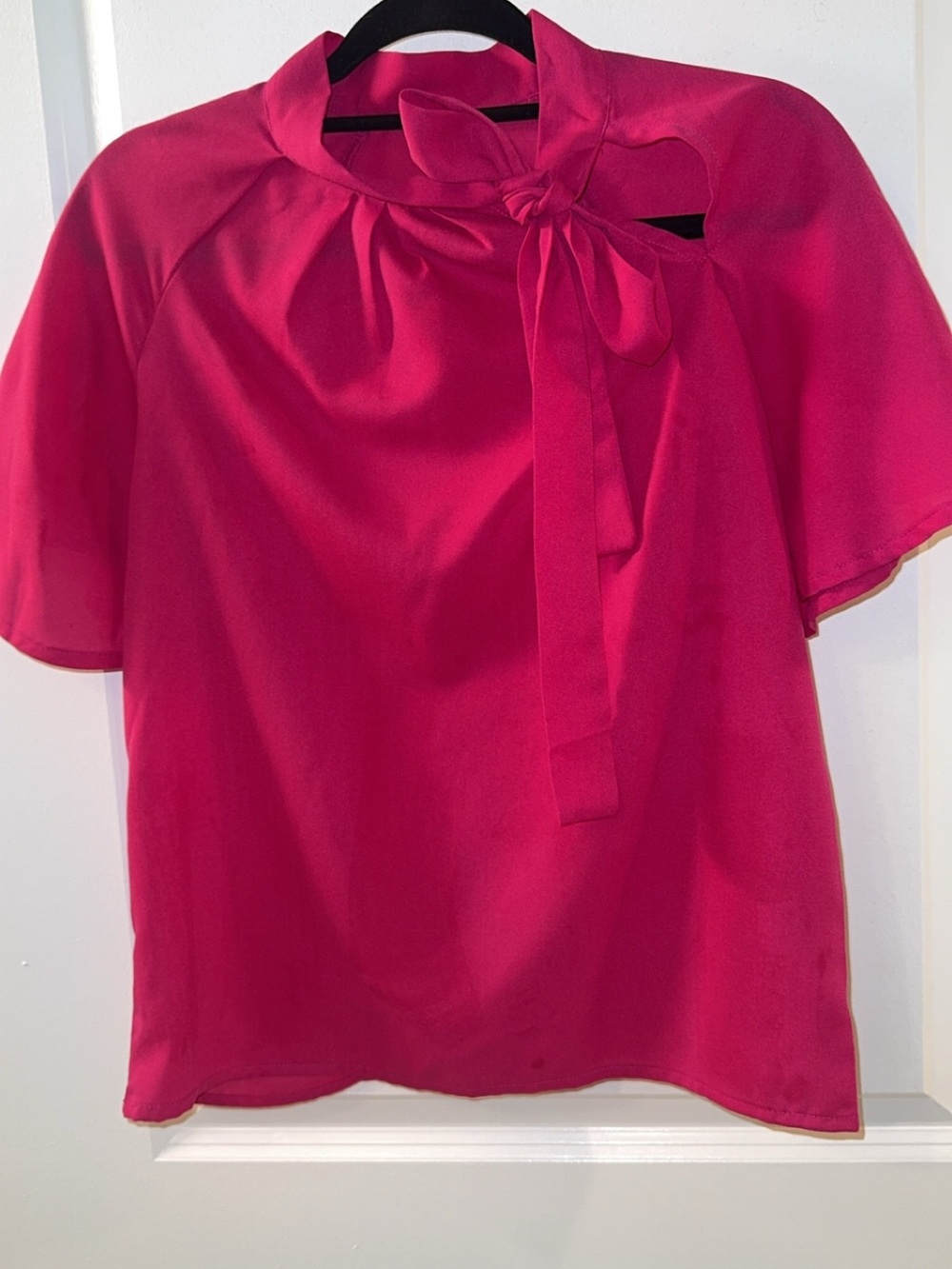 Women’s Fuchsia Tie-Neck Blouse